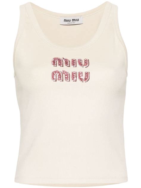 miu miu tank top rhinestone|Meer.